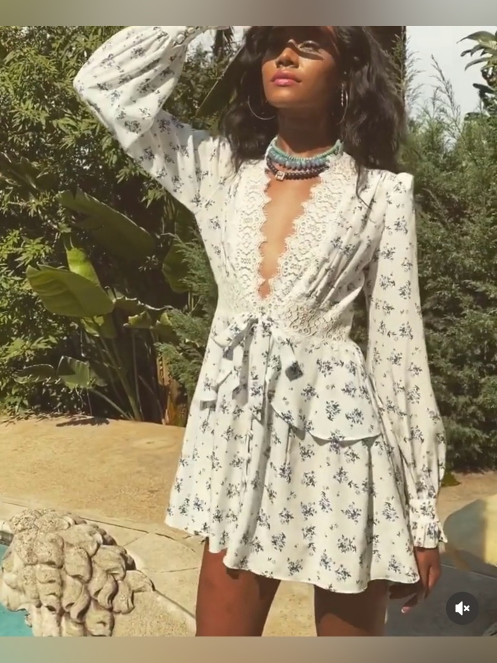 STONE COLD FOX FLORAL LACE MINI WATSON TIE ROBE DRESS FREE PEOPLE ANTHROPOLOGIE
